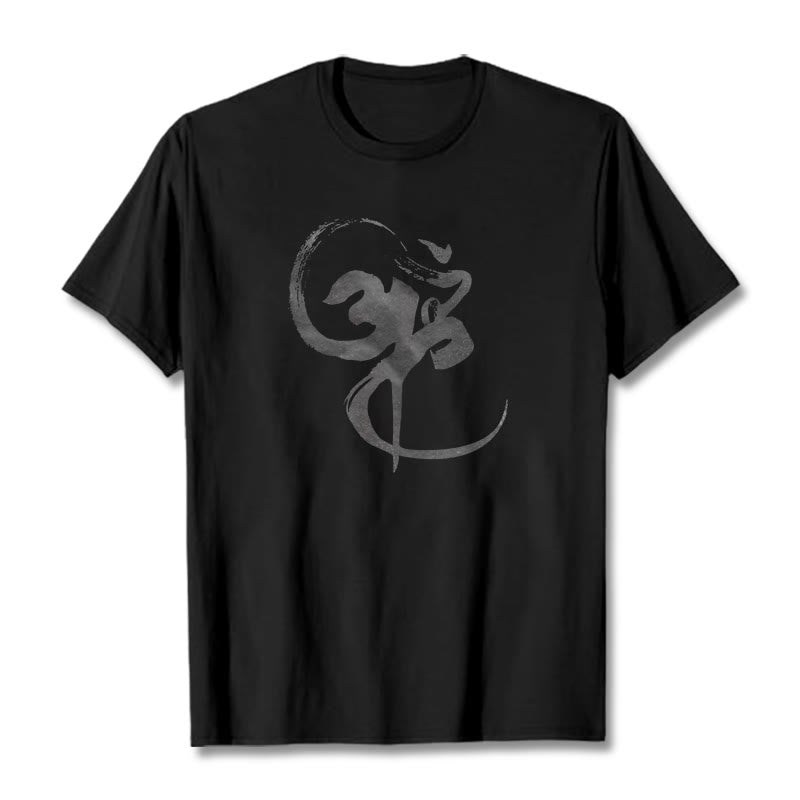 T-Shirt aus Baumwolle mit Buddha Stones und Om-Design - Schwarz - 2XL - image 1