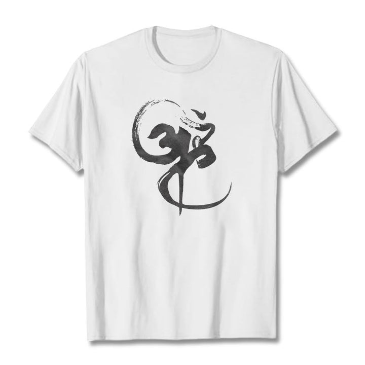 T-Shirt aus Baumwolle mit Buddha Stones und Om-Design - Weiß - 2XL - image 6