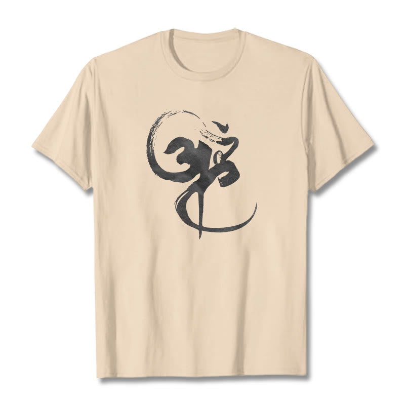 T-Shirt aus Baumwolle mit Buddha Stones und Om-Design - Biskuit - 2XL - image 12