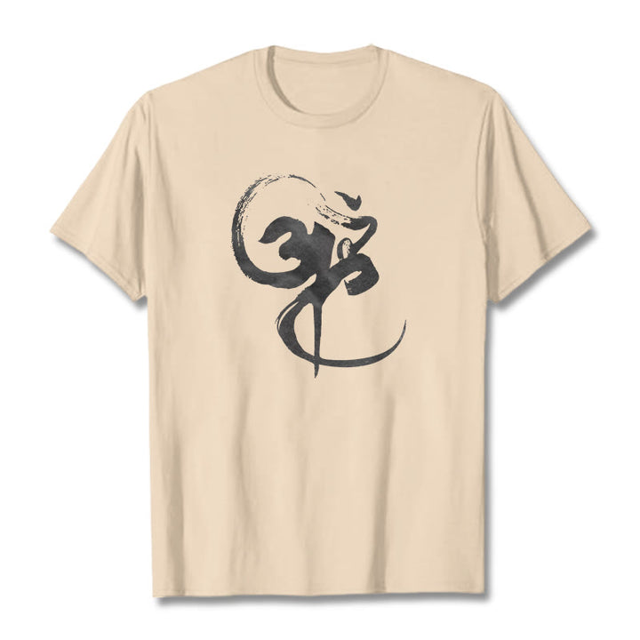 T-Shirt aus Baumwolle mit Buddha Stones und Om-Design - Biskuit - 2XL - image 12