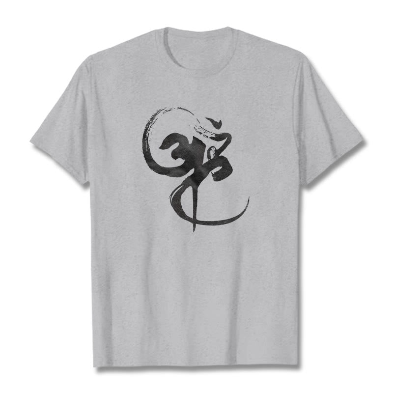 T-Shirt aus Baumwolle mit Buddha Stones und Om-Design - Hellgrau - 2XL - image 21