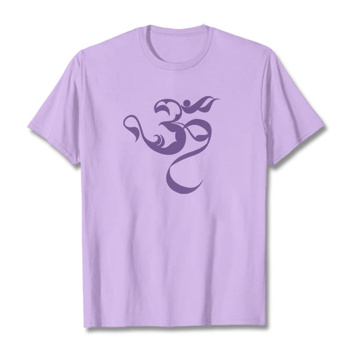T-Shirt aus Baumwolle mit Buddha Stones und Om-Figur-Design - Pflaume - 2XL - image 14