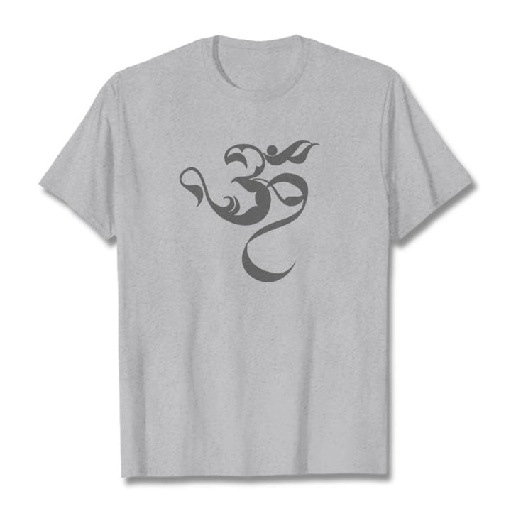 T-Shirt aus Baumwolle mit Buddha Stones und Om-Figur-Design - Hellgrau - 2XL - image 20