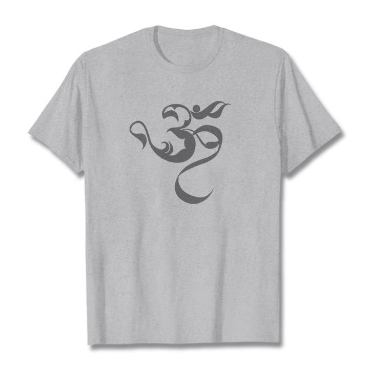 T-Shirt aus Baumwolle mit Buddha Stones und Om-Figur-Design