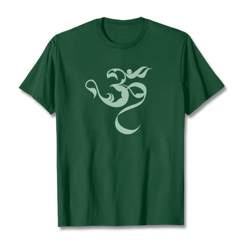 T-Shirt aus Baumwolle mit Buddha Stones und Om-Figur-Design - Waldgrün - 2XL - image 9
