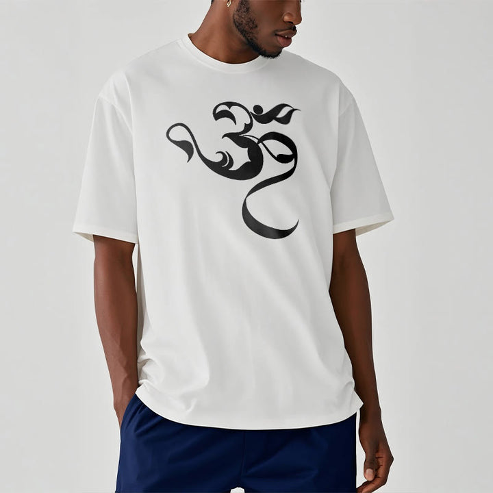 T-Shirt aus Baumwolle mit Buddha Stones und Om-Figur-Design