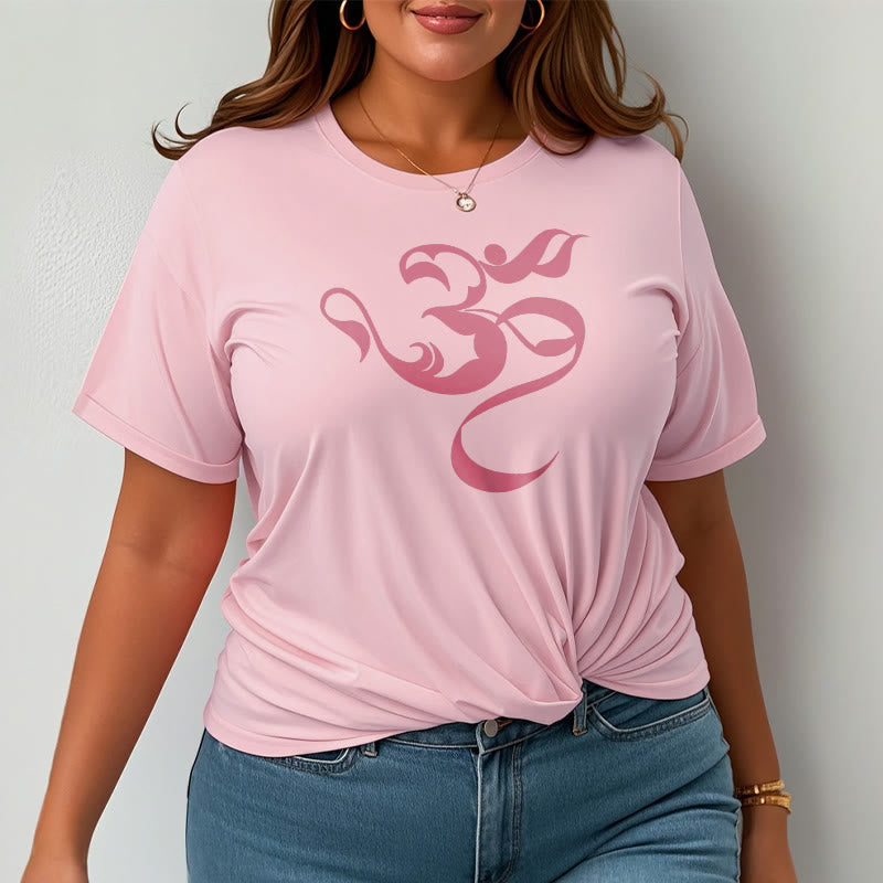 T-Shirt aus Baumwolle mit Buddha Stones und Om-Figur-Design