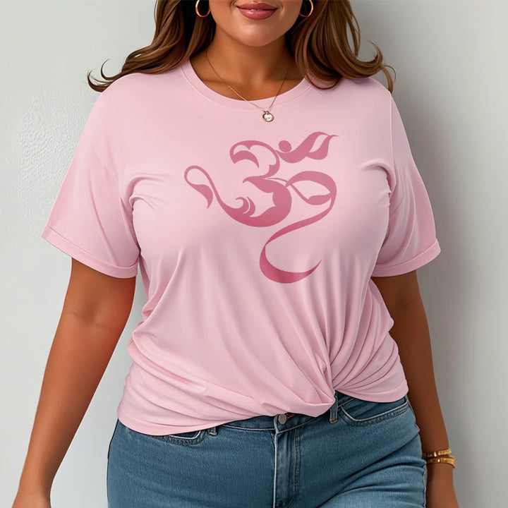 T-Shirt aus Baumwolle mit Buddha Stones und Om-Figur-Design