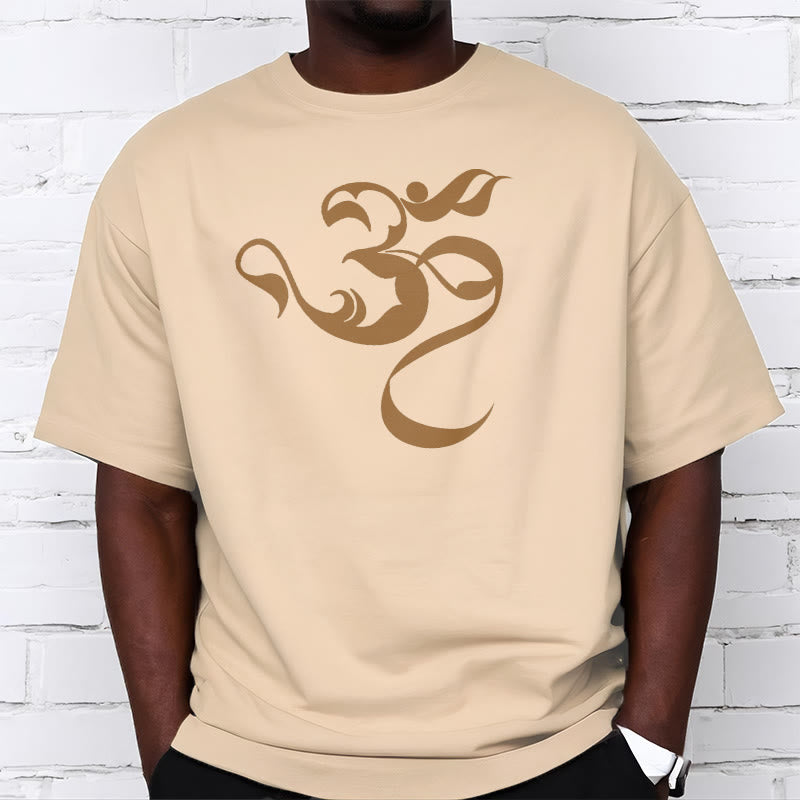 T-Shirt aus Baumwolle mit Buddha Stones und Om-Figur-Design