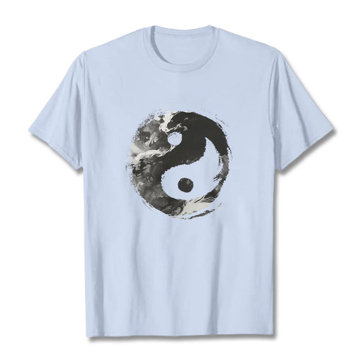 Buddha Stones ​​Yin Yang Baumwolle T-Shirt - HellCyan - 2XL - image 13