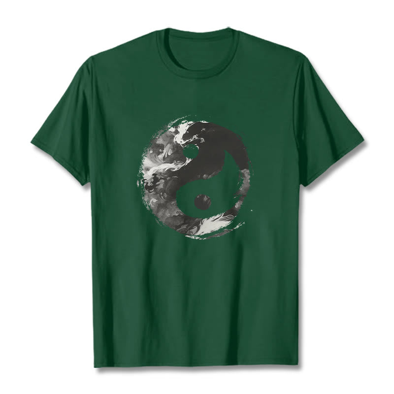 Buddha Stones ​​Yin Yang Baumwolle T-Shirt - Waldgrün - 2XL - image 9