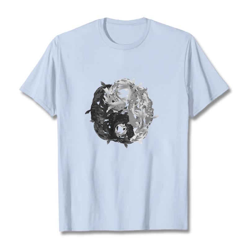 Buddha Stones Yin Yang Koi Fisch Kombination Baumwolle T-Shirt