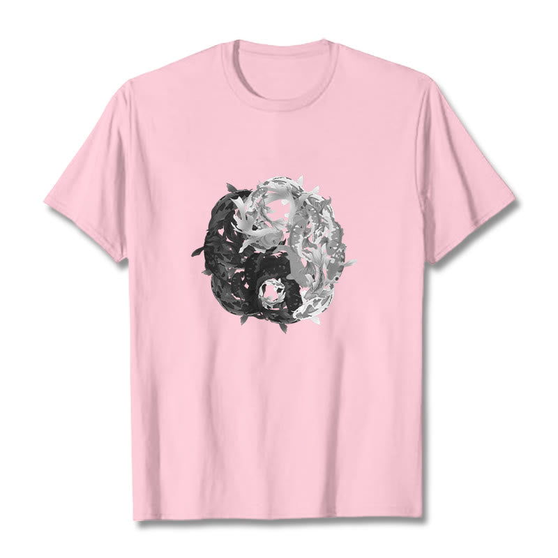 Buddha Stones ​​Yin Yang Koi Fisch Kombination Baumwolle T-Shirt - Hellrosa - 2XL - image 20