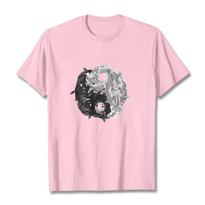 Buddha Stones ​​Yin Yang Koi Fisch Kombination Baumwolle T-Shirt - Hellrosa - 2XL - image 20