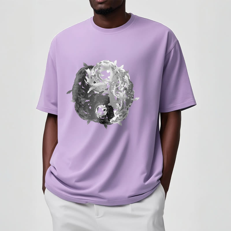 Buddha Stones ​​Yin Yang Koi Fisch Kombination Baumwolle T-Shirt - image 19