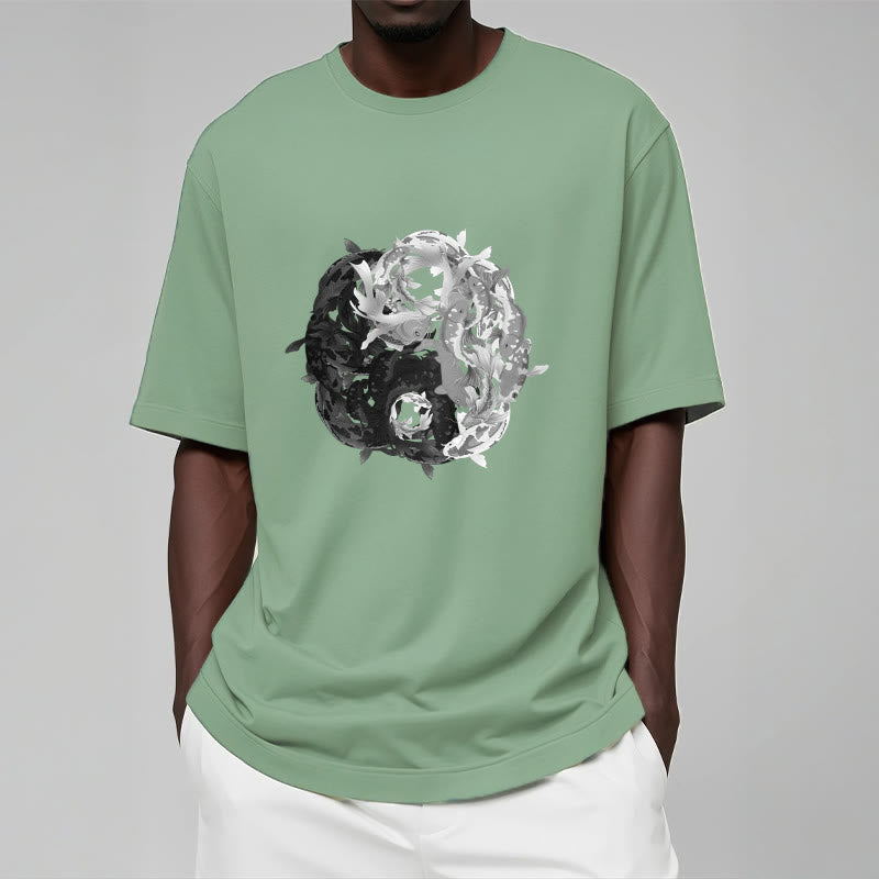 Buddha Stones ​​Yin Yang Koi Fisch Kombination Baumwolle T-Shirt - image 17