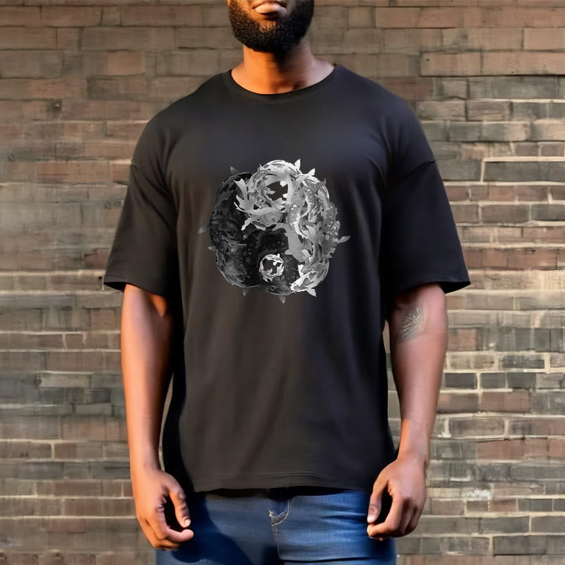 Buddha Stones ​​Yin Yang Koi Fisch Kombination Baumwolle T-Shirt - image 8