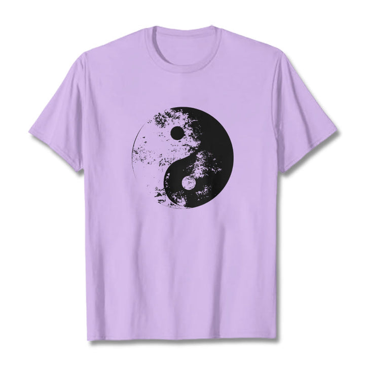 T-Shirt aus Baumwolle mit Buddha Stones, Yin Yang, Tai Chi-Muster - Pflaume - 2XL - image 17