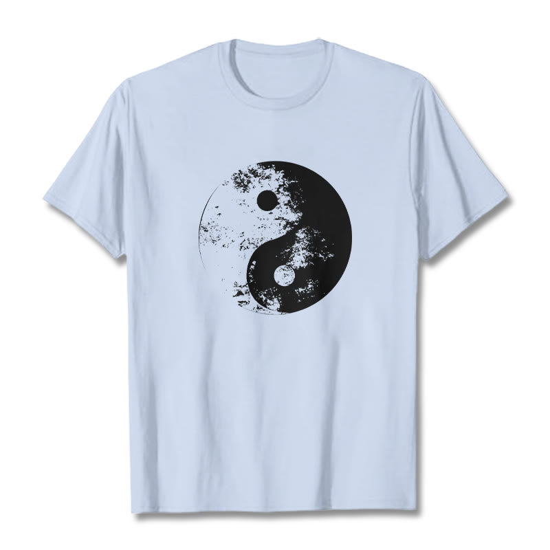 T-Shirt aus Baumwolle mit Buddha Stones, Yin Yang, Tai Chi-Muster - Hellcyan - 2XL - image 12