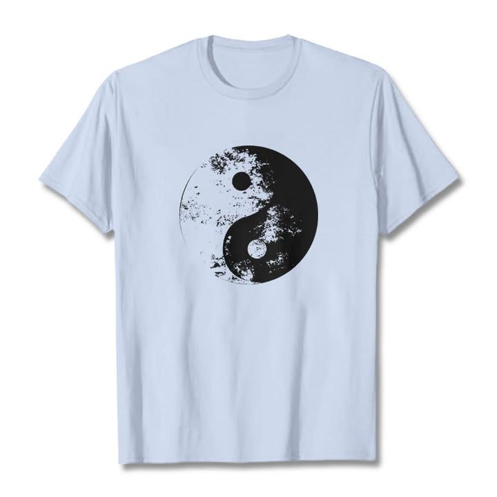 T-Shirt aus Baumwolle mit Buddha Stones, Yin Yang, Tai Chi-Muster - Hellcyan - 2XL - image 12