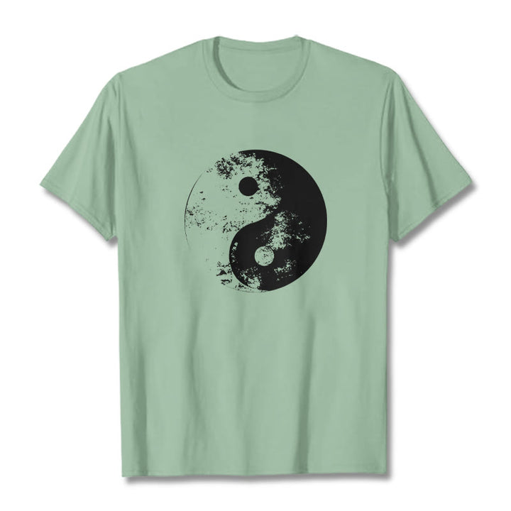 T-Shirt aus Baumwolle mit Buddha Stones, Yin Yang, Tai Chi-Muster