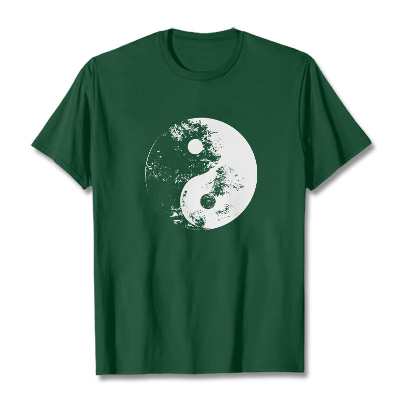 T-Shirt aus Baumwolle mit Buddha Stones, Yin Yang, Tai Chi-Muster