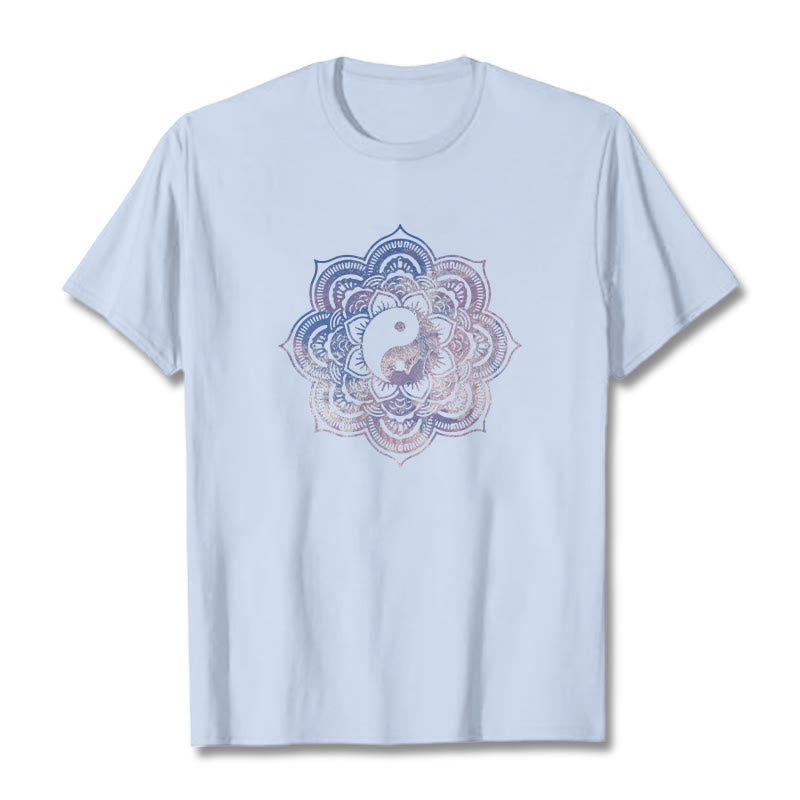 Buddha Stones ​​Mandala Yin Yang Baumwolle T-Shirt - HellCyan - 2XL - image 1