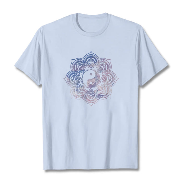Buddha Stones ​​Mandala Yin Yang Baumwolle T-Shirt - HellCyan - 2XL - image 1
