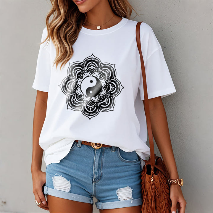 Buddha Stones Mandala Yin Yang Baumwolle T-Shirt