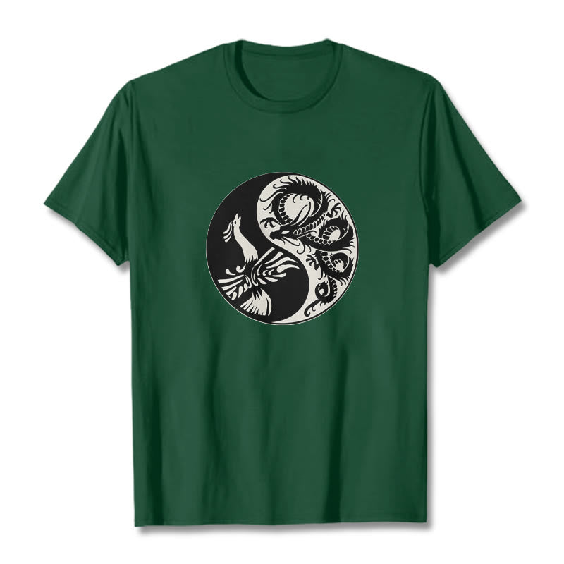 Buddha Stones ​​Phoenix Yin Yang Baumwolle T-Shirt - WaldGrün - 2XL - image 10