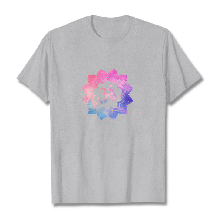 Buddha Stones ​​Om Bunte Lotus Baumwolle T-shirt - Hellgrau - 2XL - image 17