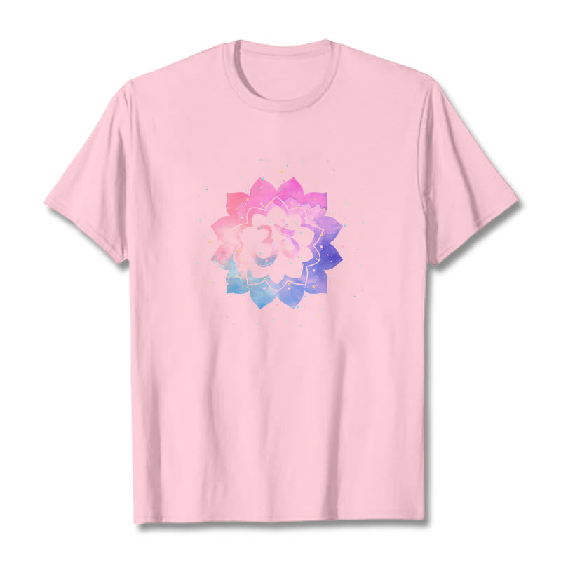 Buddha Stones ​​Om Bunte Lotus Baumwolle T-shirt - Hellrosa - 2XL - image 13