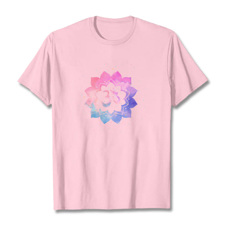 Buddha Stones ​​Om Bunte Lotus Baumwolle T-shirt - Hellrosa - 2XL - image 13
