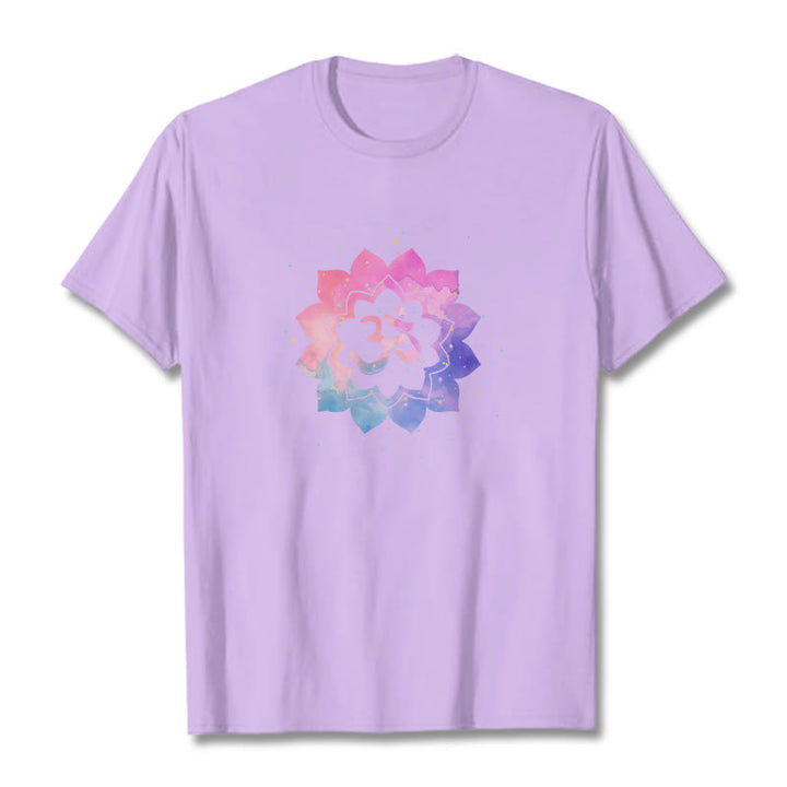 Buddha Stones ​​Om Bunte Lotus Baumwolle T-shirt - Pflaume - 2XL - image 10