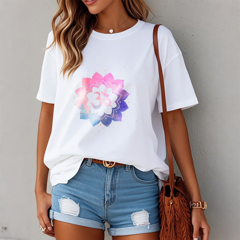 Buddha Stones ​​Om Bunte Lotus Baumwolle T-shirt - image 2