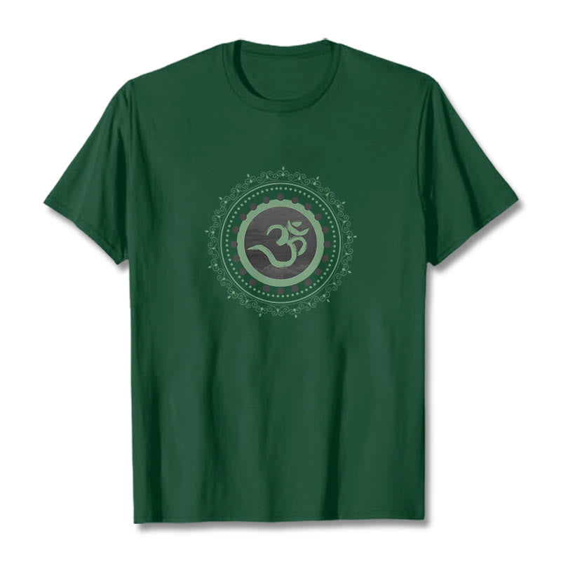 T-Shirt aus Baumwolle mit Buddha Stones und Om-Mandala-Muster - Waldgrün - 2XL - image 17