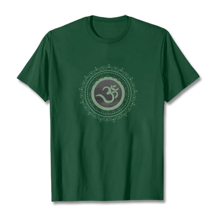 T-Shirt aus Baumwolle mit Buddha Stones und Om-Mandala-Muster - Waldgrün - 2XL - image 17