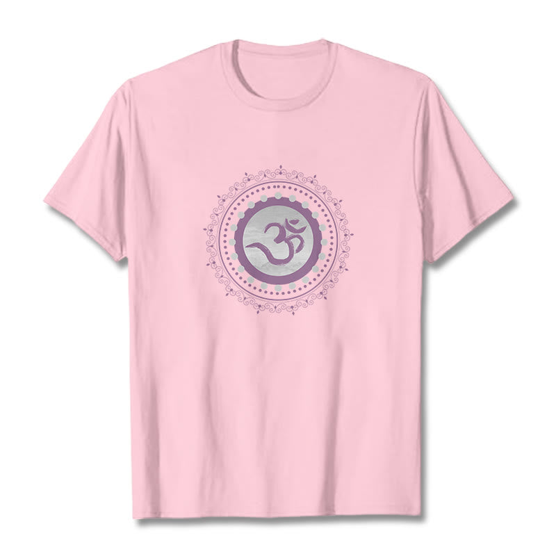T-Shirt aus Baumwolle mit Buddha Stones und Om-Mandala-Muster - Hellrosa - 2XL - image 12