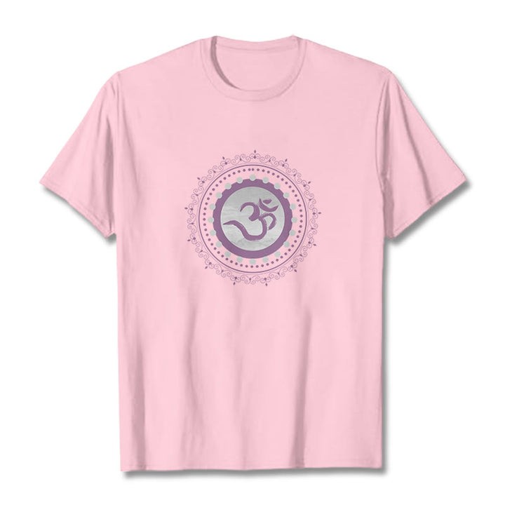 T-Shirt aus Baumwolle mit Buddha Stones und Om-Mandala-Muster - Hellrosa - 2XL - image 12