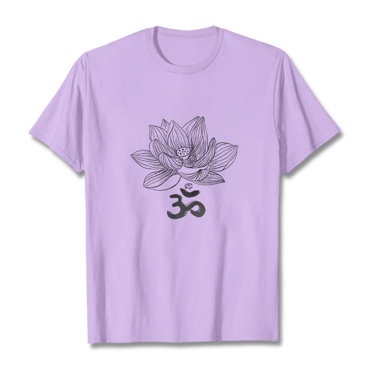 Buddha Stones Om Lotus Skizze Baumwolle T-shirt