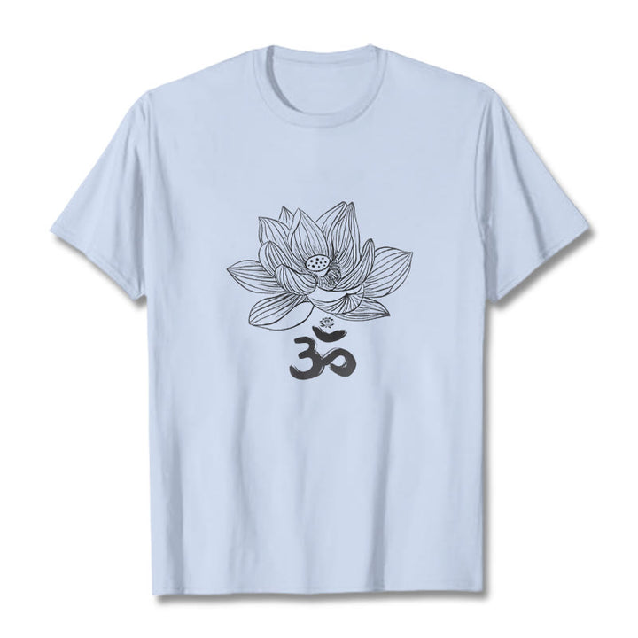 Buddha Stones ​​Om Lotus Skizze Baumwolle T-shirt - Hellcyan - 2XL - image 14