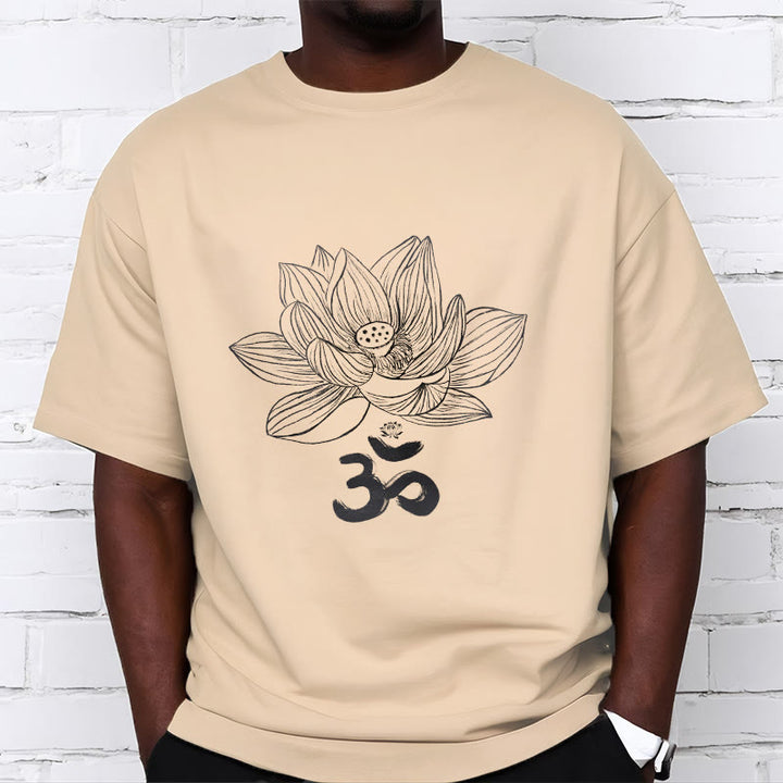 Buddha Stones Om Lotus Skizze Baumwolle T-shirt