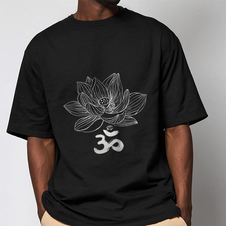 Buddha Stones Om Lotus Skizze Baumwolle T-shirt