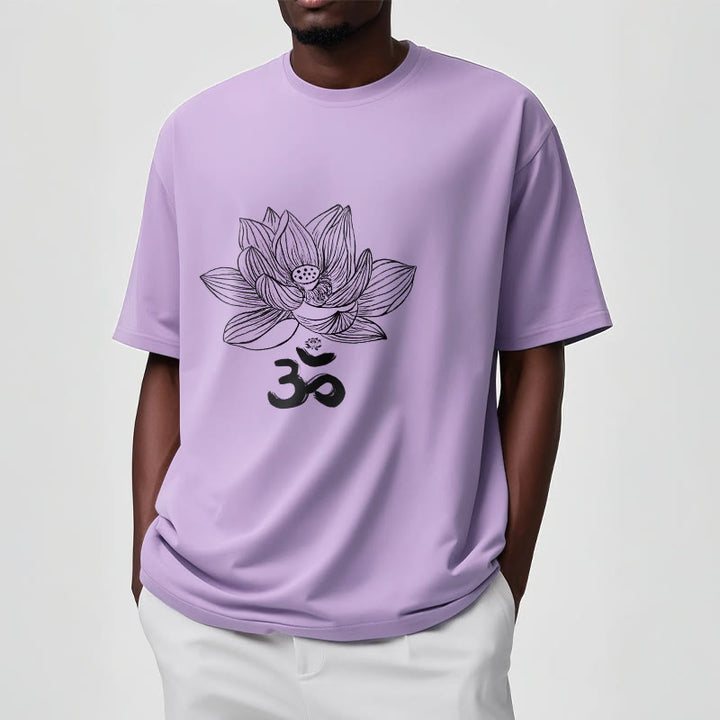 Buddha Stones Om Lotus Skizze Baumwolle T-shirt