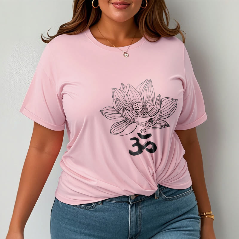 Buddha Stones Om Lotus Skizze Baumwolle T-shirt