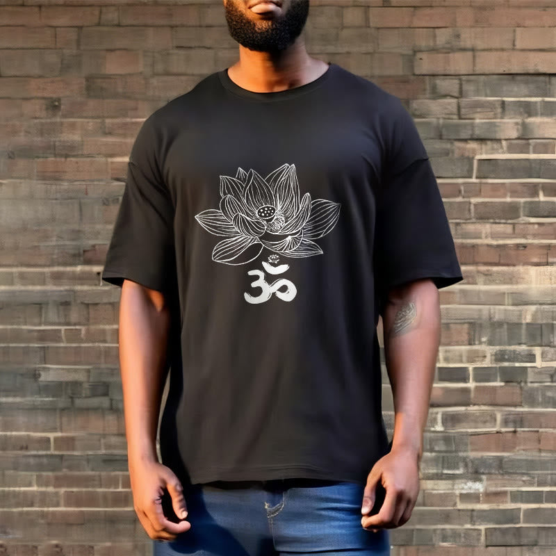 Buddha Stones Om Lotus Skizze Baumwolle T-shirt