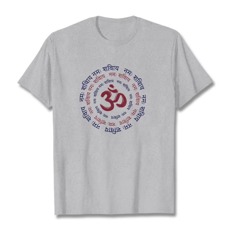 Buddha Stones ​​OM Mantra Charakter Sanskrit Baumwolle T-shirt - Hellgrau - 2XL - image 12