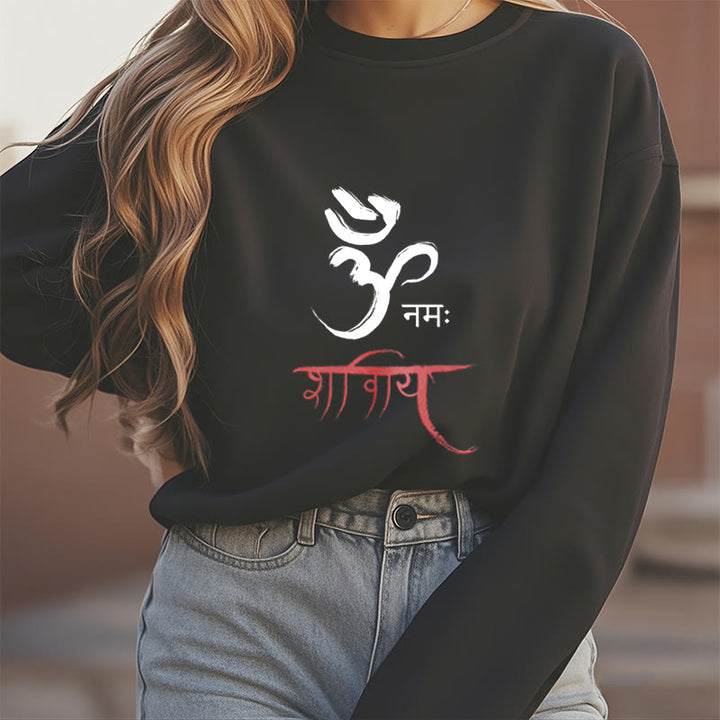 Buddha Stones OM NAMAH SHIVAYA Mantra Sanskrit Fleece gefüttertes Polyester-Sweatshirt