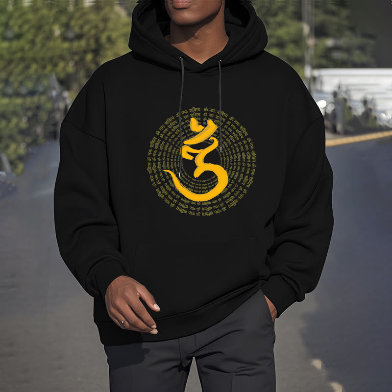 Buddha Stones 108 OM NAMAH SHIVAYA Mantra Sanskrit Fleece gefütterter Polyester-Hoodie