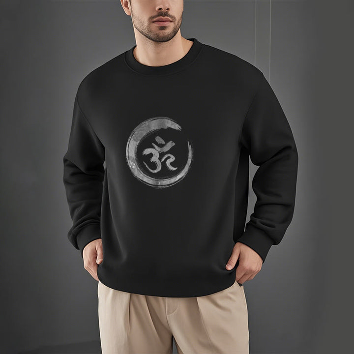 Sweatshirt aus Polyester mit Fleecefutter von Buddha Stones OM Mantra Sanskrit